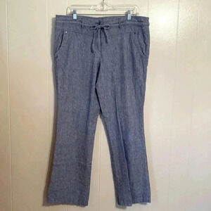 Dalia Linen Blend Size 14 Blue Chambray Pants.